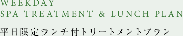WEEKDAY SPA TREATMENT & LUNCH PLAN 平日限定ランチ付きトリートメントプラン
