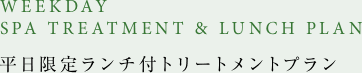 WEEKDAY SPA TREATMENT & LUNCH PLAN　平日限定ランチ付きトリートメントプラン